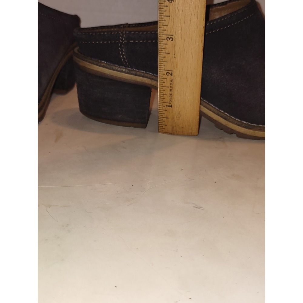 LL Bean Womens Navy Blue Suede Block Heel Mule Clogs 506029 Size 7.5 M Stacked - Picture 8 of 8
